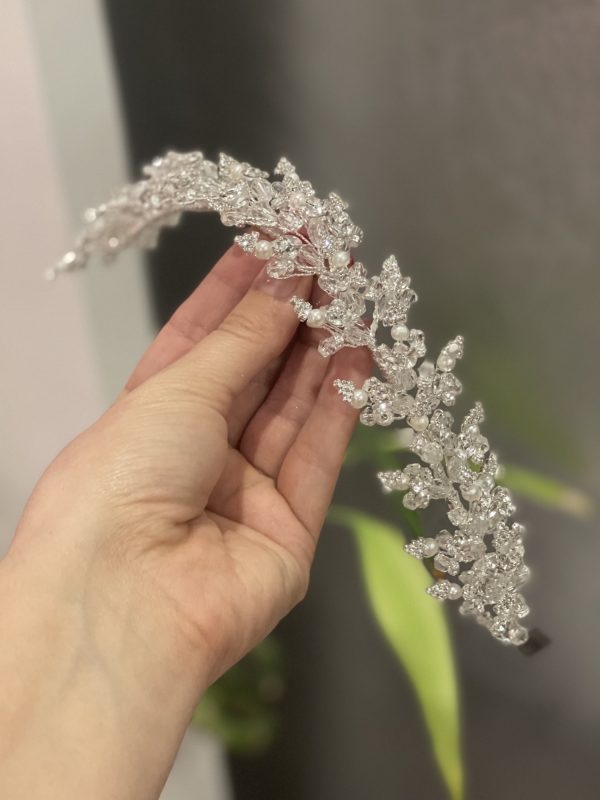 Hairband silver perles et zirconium K/6-0623