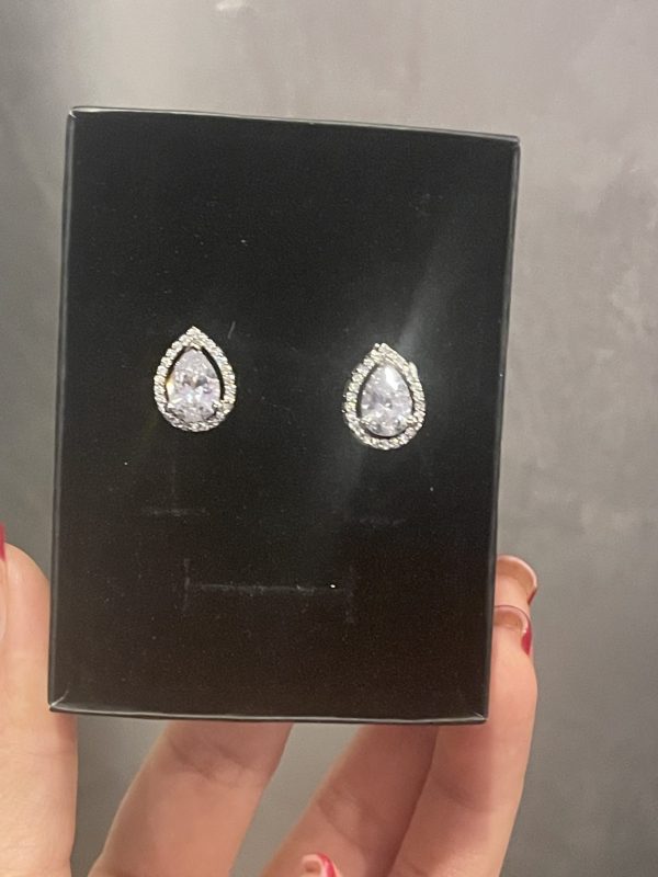 Boucles d'oreilles silver 1 goutes en Zirconium
