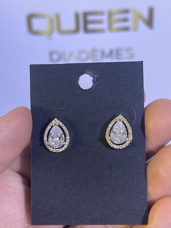 Boucles d'oreilles gold 1 goutes en Zirconium