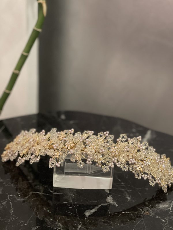 Hairband gold en perle et Zirconium L/T-1527