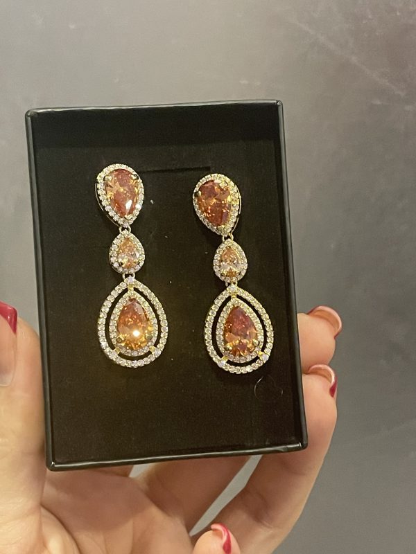 Boucles d'oreilles gold 3 goutes en Zirconium